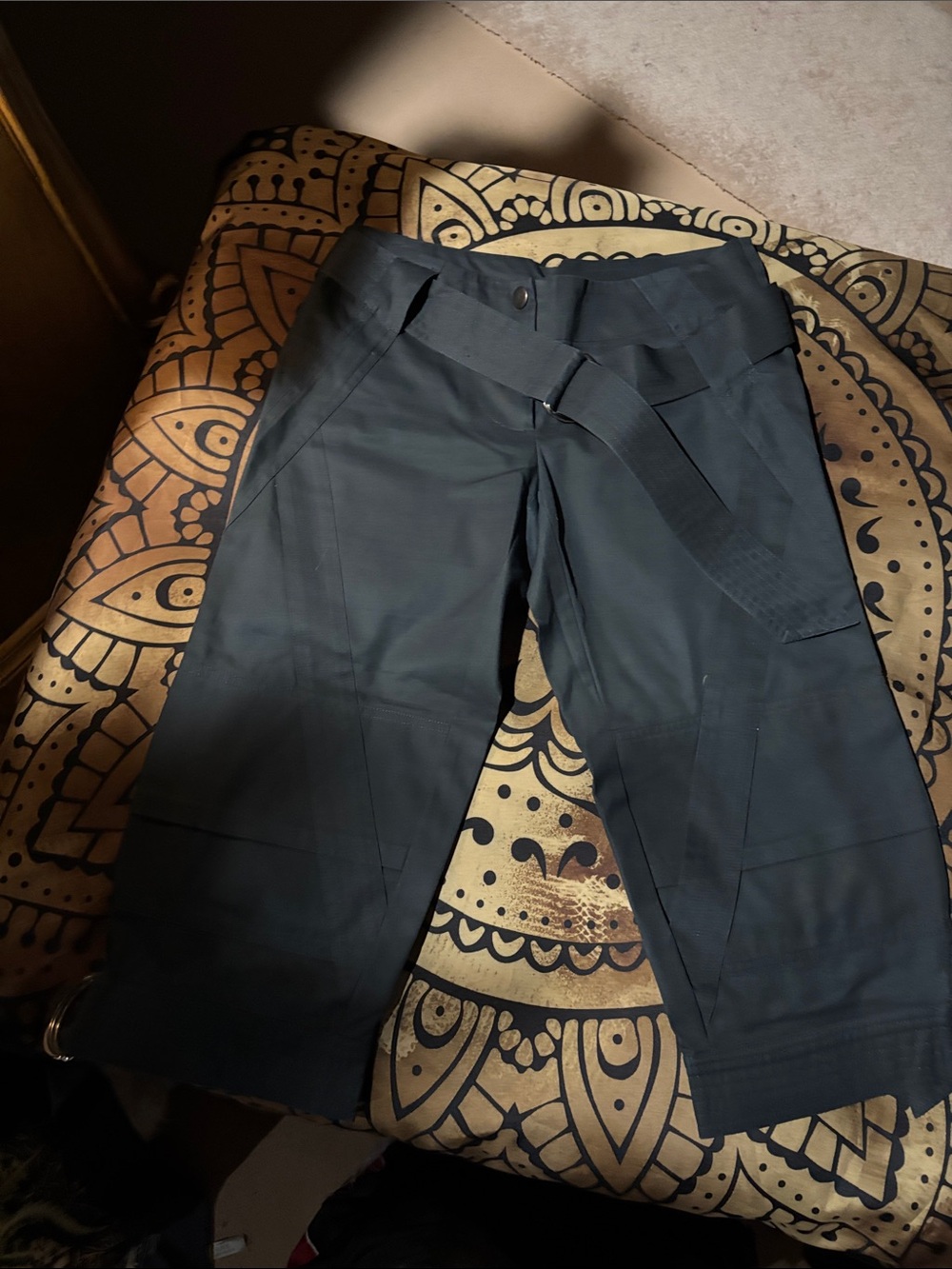 bebe Black Cargo Capris with Integrated Belt